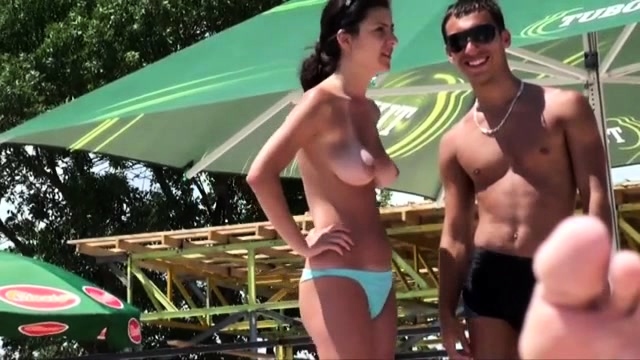 Beach Voyeur Filming A Pretty Amateur Teen With Big Boobs Video at Porn Lib