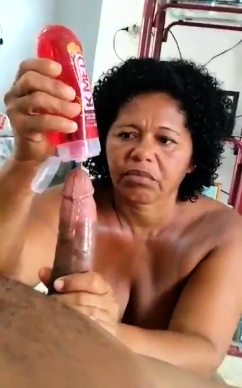 Voluptuous Ebony Granny Jerks Off A Big Black Cock In POV Video at Porn photo
